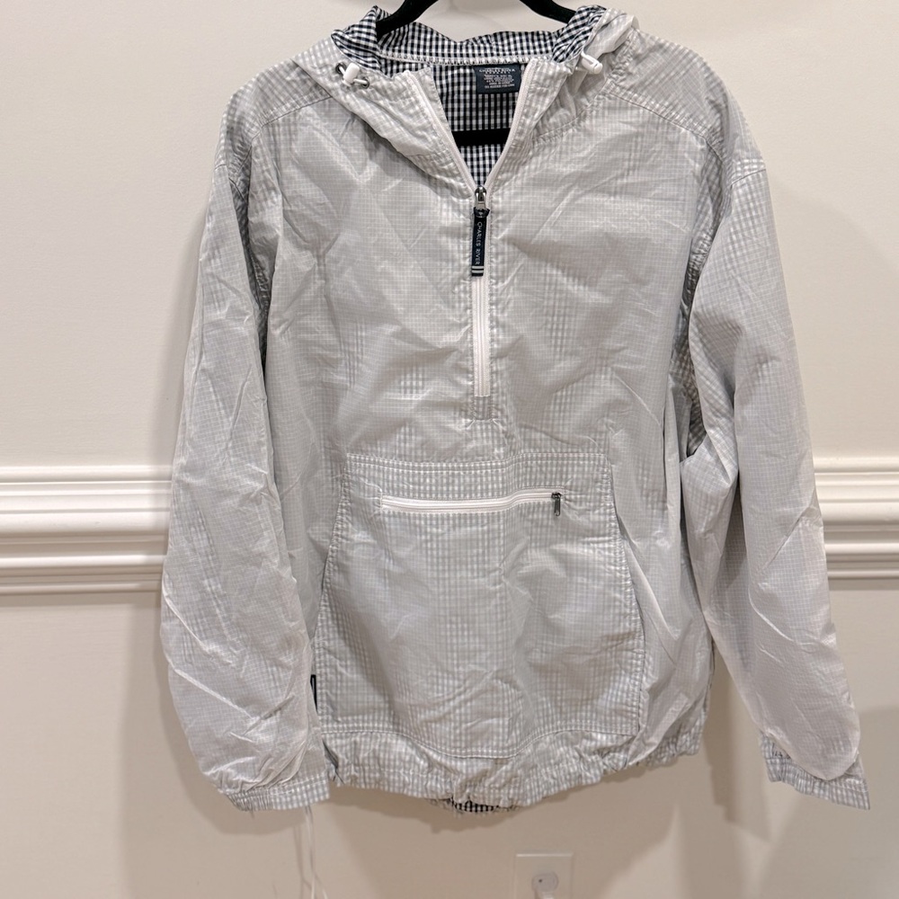 Charles River White / Black Pullover Raincoat  | Size Xl